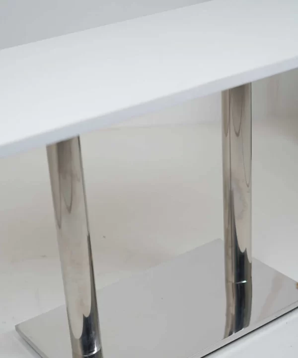 Ghana SS Double Pillar Table Base White Top - Image 3
