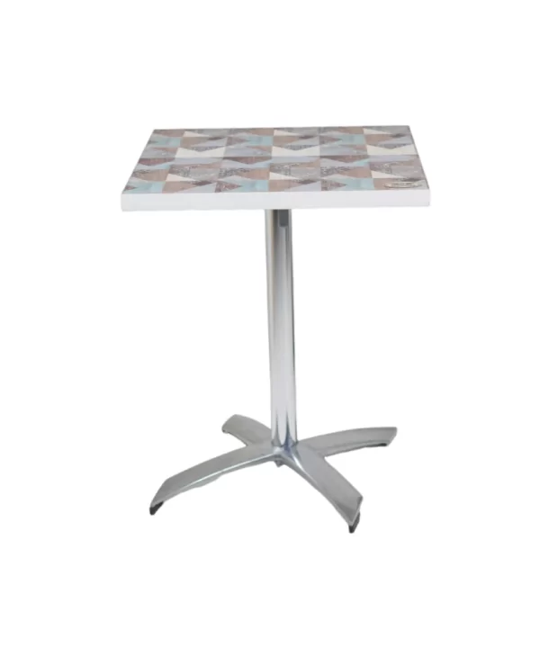 SS Foldable Plus Single Pillar Table Base Designer Top - Image 2