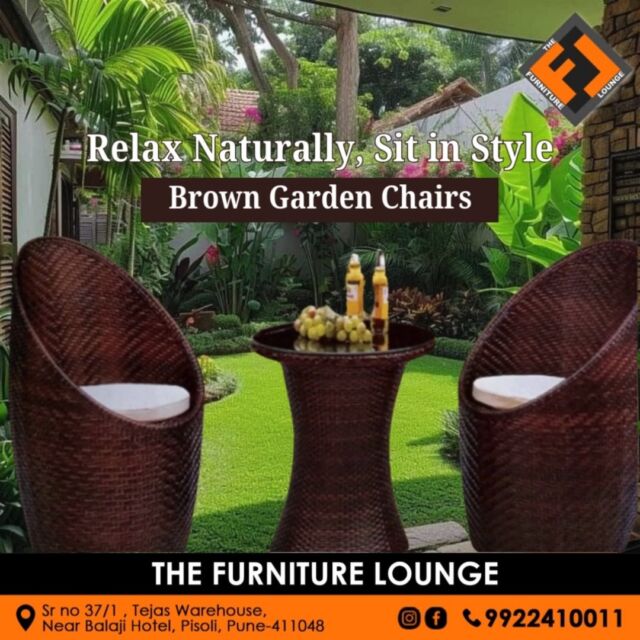 Unwind in nature’s embrace 🌿✨ with our elegant Brown Garden Chairs. Perfect for your garden, patio, or any outdoor oasis – where comfort meets style!
-
🪑 Crafted for relaxation
🌟 Designed for aesthetics
🌼 Bring nature and luxury together
-
📌Visit us at Sr no 37/1, Tejas Warehouse, Near Balaji Hotel, Pisoli, Pune-411048
📞 Call us: 9922410011
📍 Step into The Furniture Lounge in Pune.
-
-
-
-
-
#TheFurnitureLounge #GardenChairs #OutdoorSeating #RelaxInStyle #NatureInspired #PatioPerfection #ComfortAndDesign #OutdoorLiving #StylishFurniture #GardenGoals #FurnitureLove #ecolivinguk
